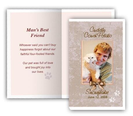 Tan Pet Memorial Cards Design & Print (Pack of 50) - The Funeral Program Site