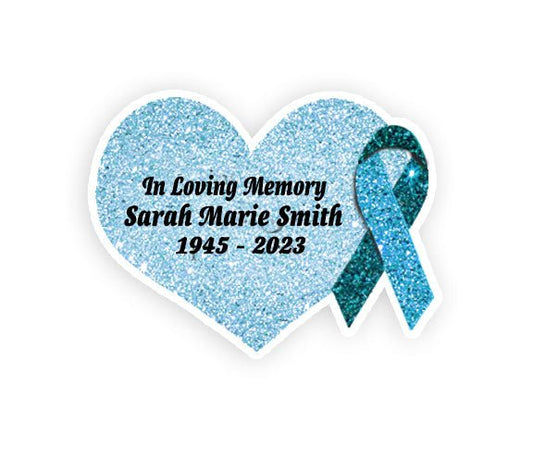 Teal Cancer Ribbon Heart Pin - Pack of 10 - The Funeral Program Site