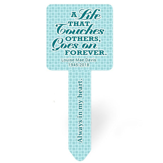Teal Dots Personalized Memorial Garden Plant Stake - The Funeral Program Site