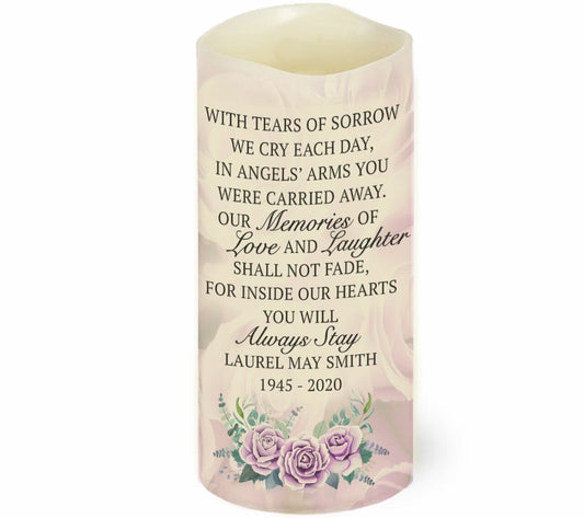 Tears of Sorrow Personalized LED Memorial Candle - The Funeral Program Site