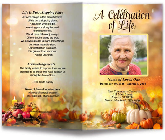 Thanksgiving Funeral Program Template - The Funeral Program Site