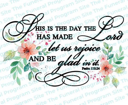 This Is The Day Bible Verse Word Art - The Funeral Program Site