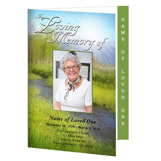 Tranquil 4 - Sided Graduated Funeral Program Template - The Funeral Program Site