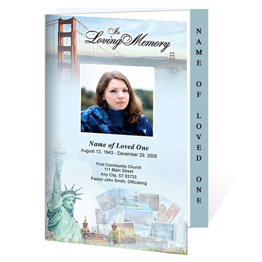 Travel 4-Sided Graduated Funeral Program Template.