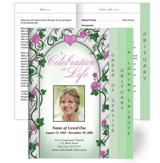 Trellis 8 - Sided Graduated Program Template - The Funeral Program Site