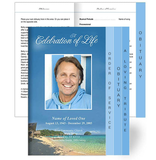 Tropical 8 - Sided Graduated Program Template - The Funeral Program Site