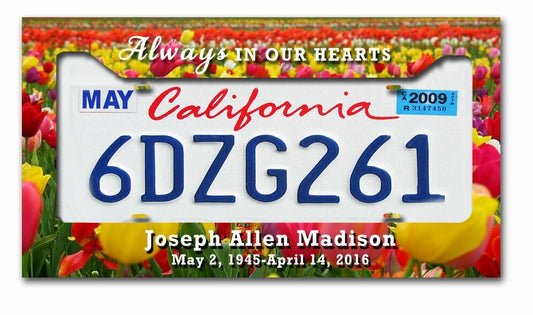 Tulips Custom In Loving Memory License Plate Frame - The Funeral Program Site