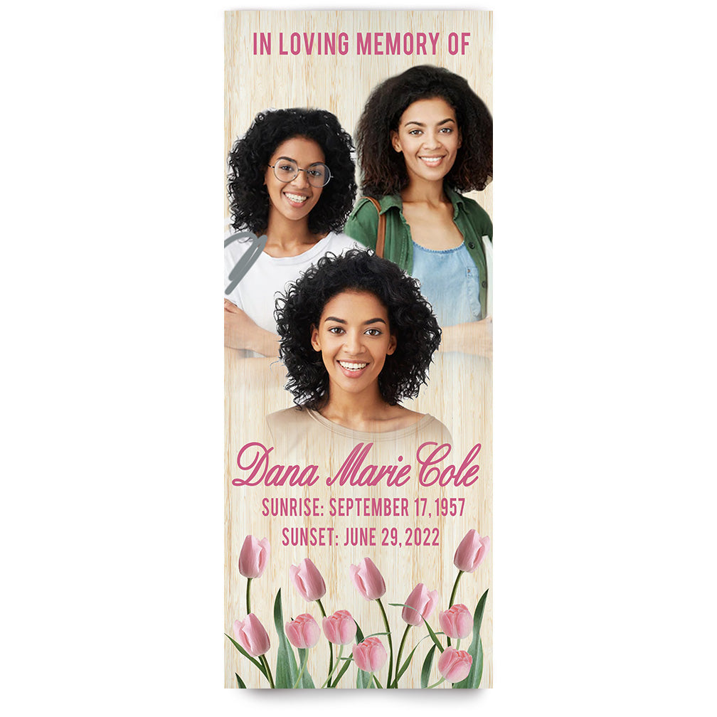 Funeral Banner 24 x 60 - Pink Tulips