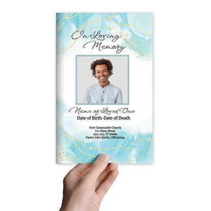 Turquoise Online Funeral Program Template - The Funeral Program Site