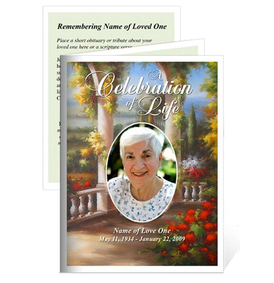 Tuscany Small Memorial Card Template - The Funeral Program Site
