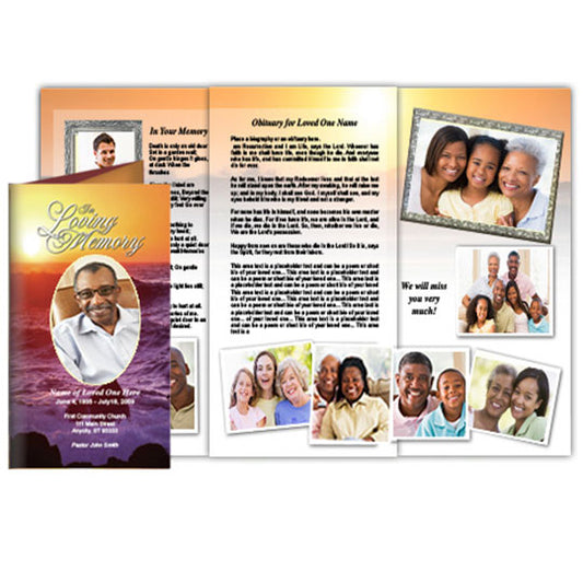 Twilight Trifold Funeral Brochure Template.