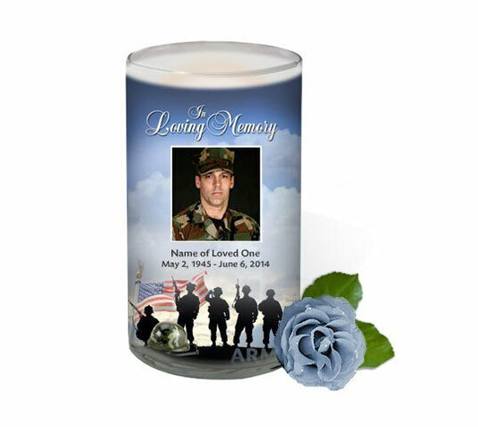 U.S. Army Personalized Glass Memorial Candle - The Funeral Program Site