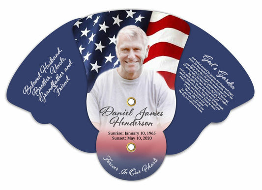 US Flag Folding Memorial Hand Fans (Pack of 10) - The Funeral Program Site