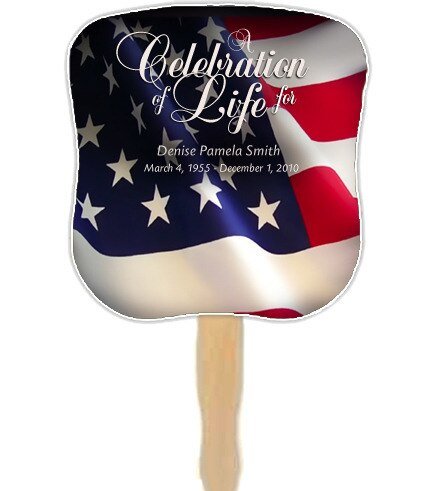 US Flag Personalized Hour Glass Memorial Fan (Pack of 10) - The Funeral Program Site