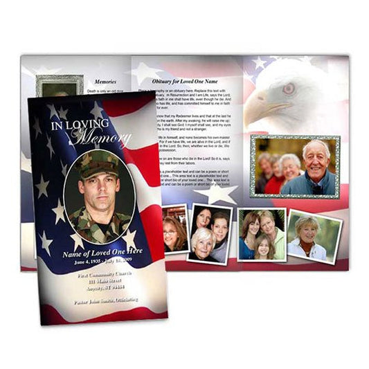U.S. Flag Trifold Funeral Brochure Template - The Funeral Program Site