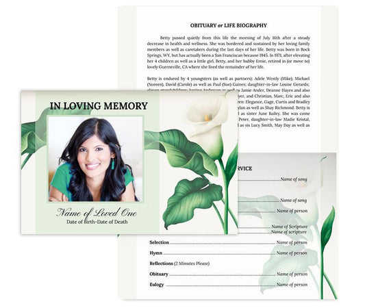 Valley Lily Greeting Card Style Google Docs Funeral Program Template - The Funeral Program Site