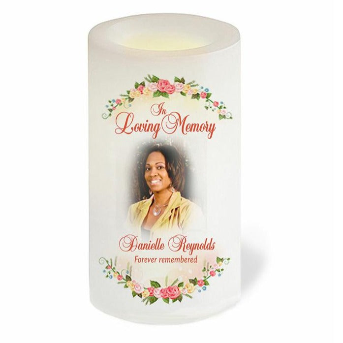 Victoria Flameless LED Personalized Memorial Candle.