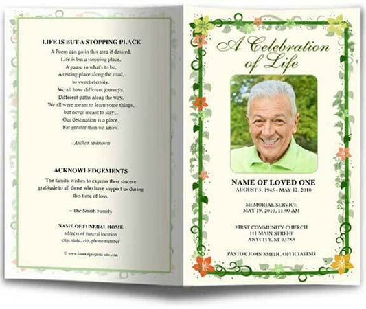 Vines Funeral Program Template - The Funeral Program Site