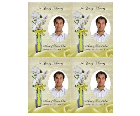 Vivace Small Memorial Card Template - The Funeral Program Site