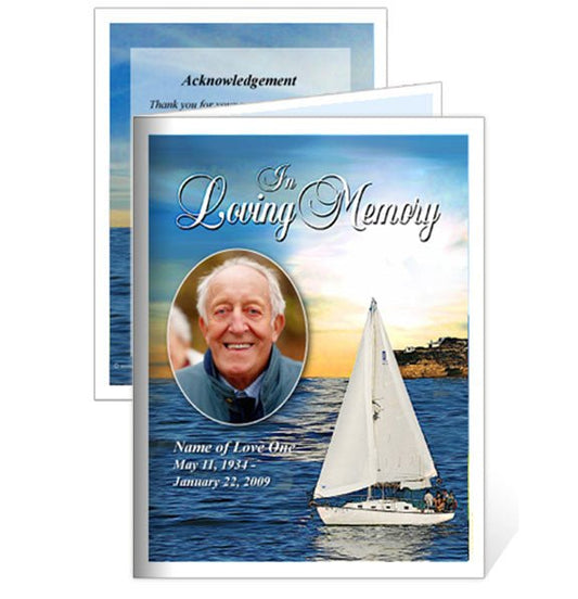 Voyage Small Memorial Card Template - The Funeral Program Site