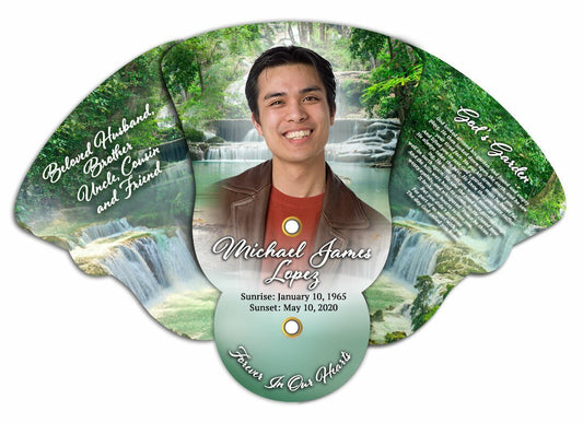 Waterfall Folding Memorial Hand Fans (Pack of 10) - The Funeral Program Site