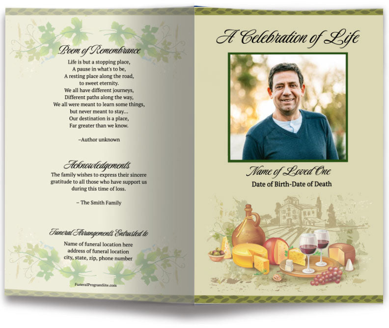 Winery Funeral Program Template (Easy Online Editor)