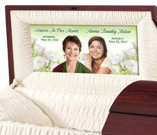 White Flowers Casket Head Panel Insert - The Funeral Program Site