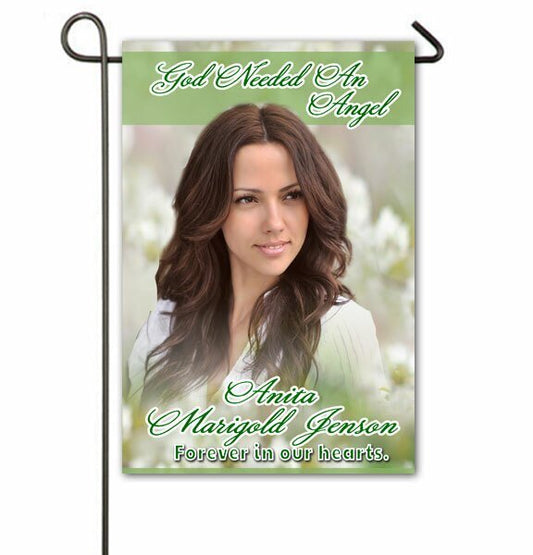 White Flowers Personalized Memorial Garden Flag - The Funeral Program Site