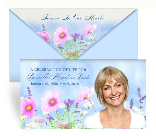 Wildflowers Envelope Fold Funeral Program Done For You Design & Print (Pack of 50) - The Funeral Program Site