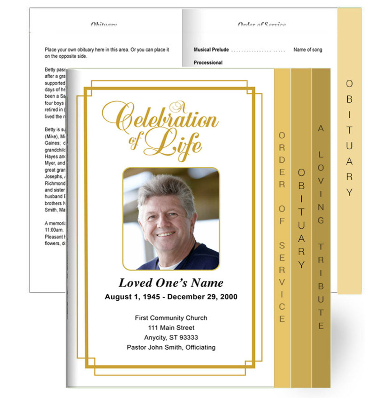 Windsor Tabloid 8-Sided Graduated Funeral Program Template.