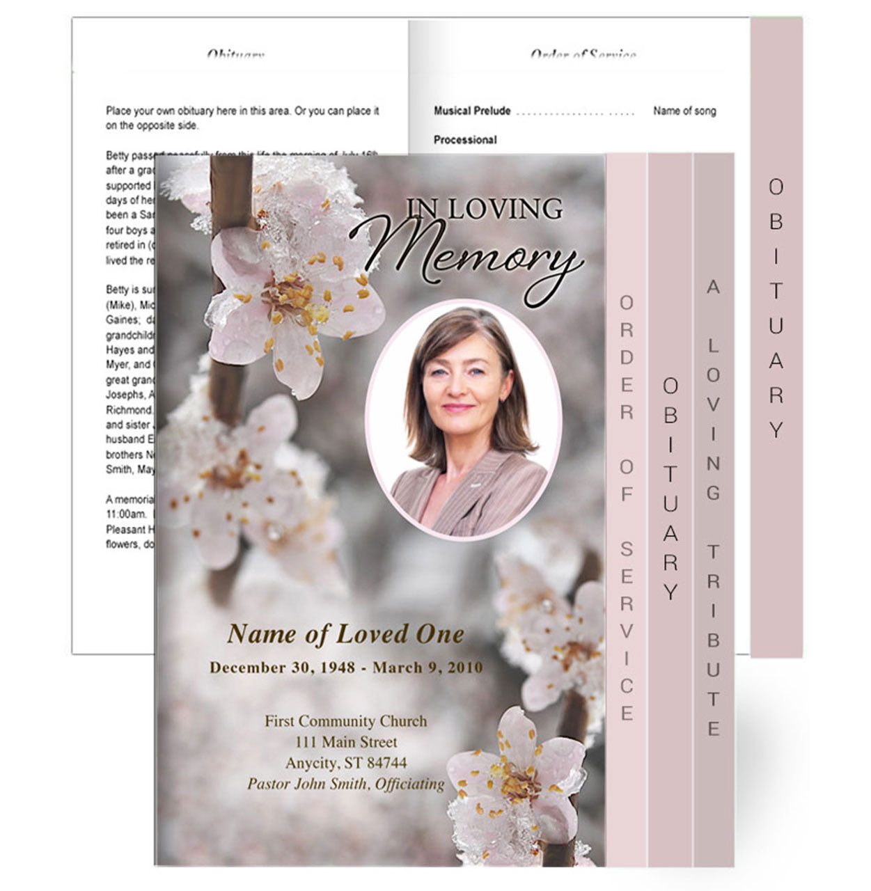 Winter Tabloid 8-Sided Graduated Funeral Program Template.