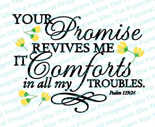 Your Promise Revives Me Bible Verse Word Art - The Funeral Program Site
