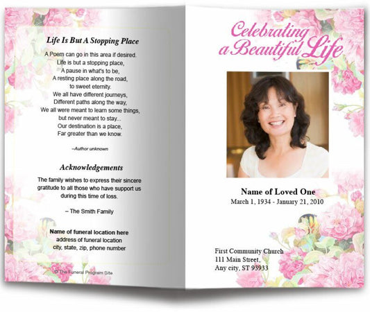 Zahara Watercolor Funeral Program Template - The Funeral Program Site